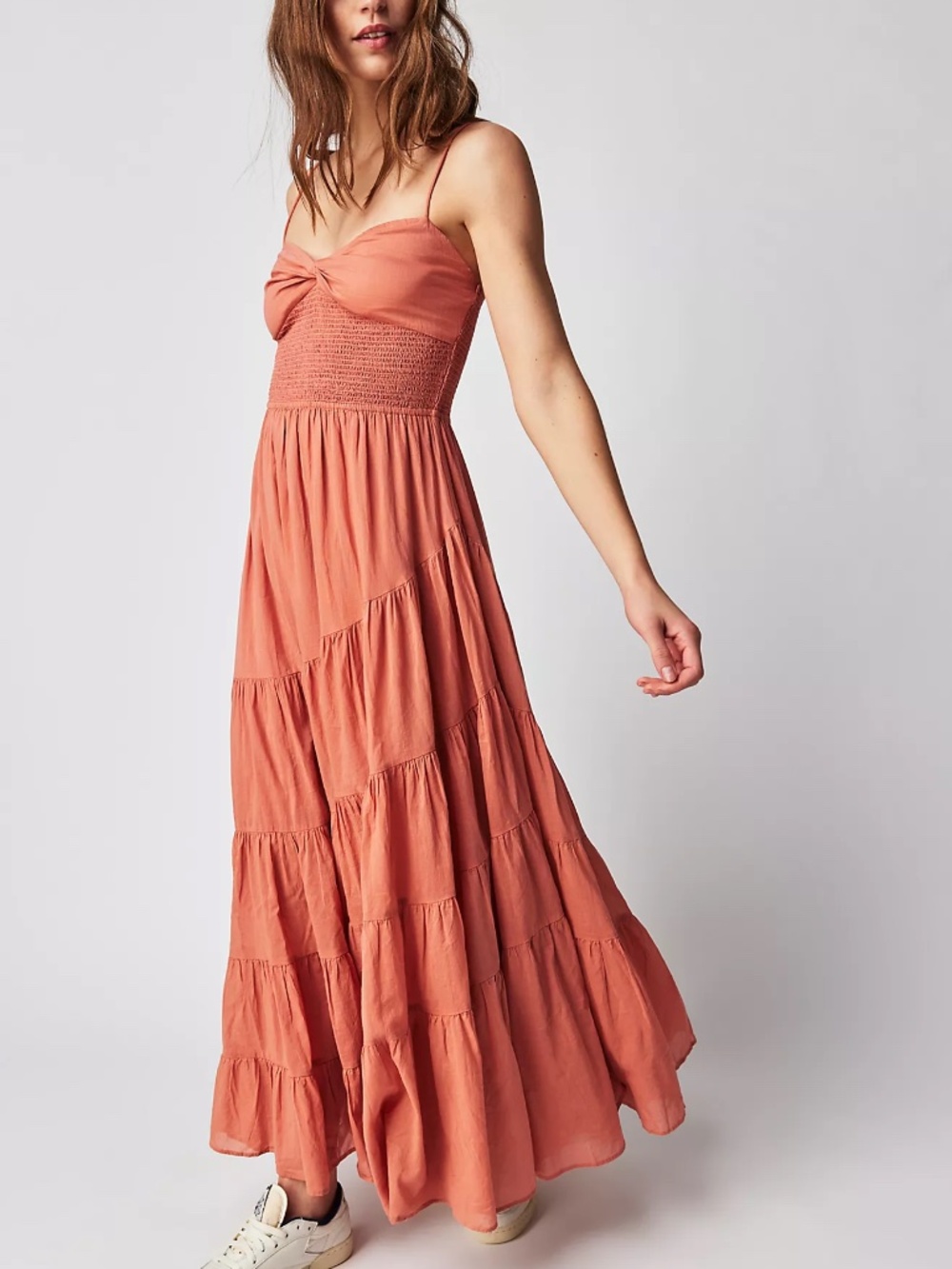 Free People Sundrenched Solid Maxi Dress Canyon Clay M NWT